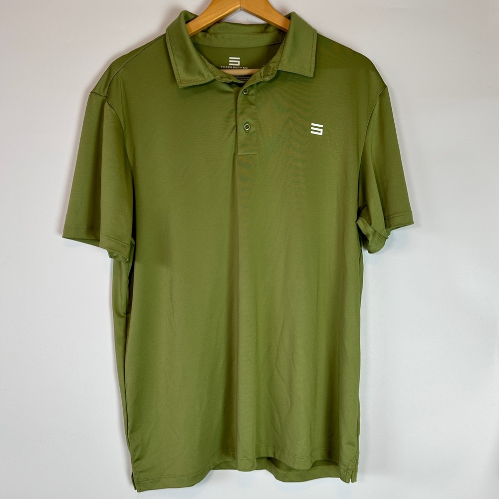 Three Sixty Six Men’s Large Untucked Golf Polo Dusty Olive Green